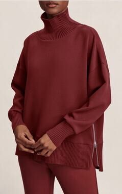 Varley Double Soft BARKER HIGH NECK SWEATER Burgundy Sz S $179